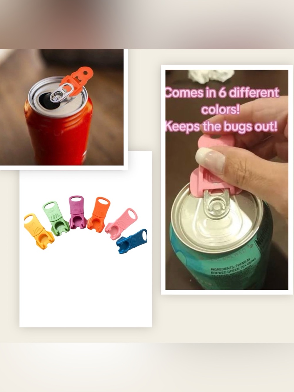 Can Tab Opener/Protector Clips - Pink, Orange, Green, Blue, Yellow, Purple